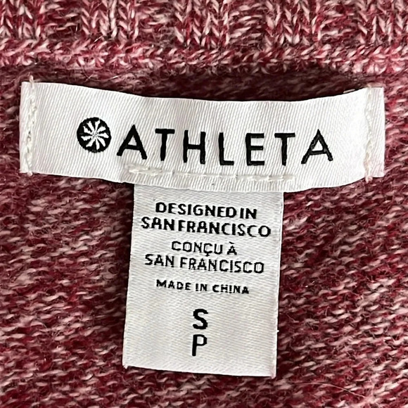 Athleta Vital V Wool & Cashmere Sweater in Decadent Red Heather - Size Small - Picture 6 of 9